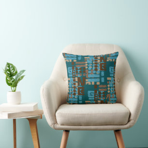 Afrocentrisch geometrisch • Salie & Teal erfgoedon Kussen