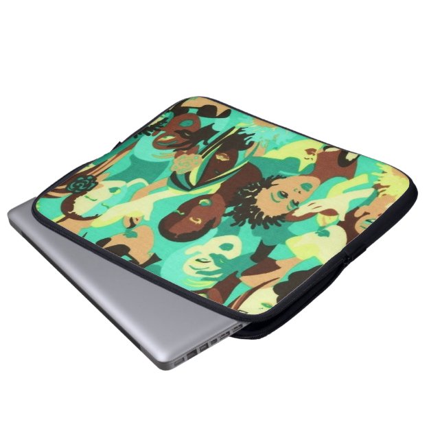 Afrocentrisch kleurenhaarontwerp van laptophoes laptop sleeve (Voorkant onderkant)