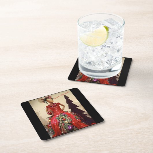 Afrocentrisch persformulier Mannequin-kerstboom Kartonnen Onderzetters (Insitu)