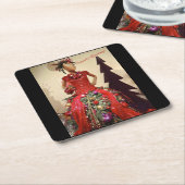 Afrocentrisch persformulier Mannequin-kerstboom Kartonnen Onderzetters (Schuin)