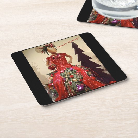 Afrocentrisch persformulier Mannequin-kerstboom Kartonnen Onderzetters (Schuin)