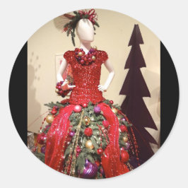 Afrocentrisch persformulier Mannequin-kerstboom Ronde Sticker
