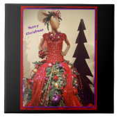 Afrocentrisch persformulier Mannequin-kerstboom Tegeltje (Voorkant)