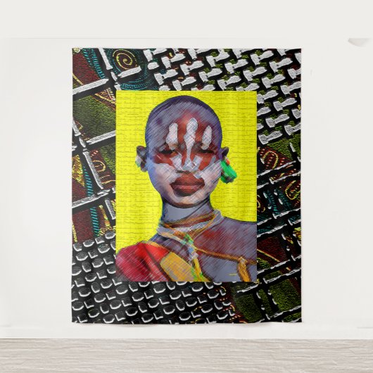 Afrocentrisch Tapestry Art Print Wandkleed (Voorkant)