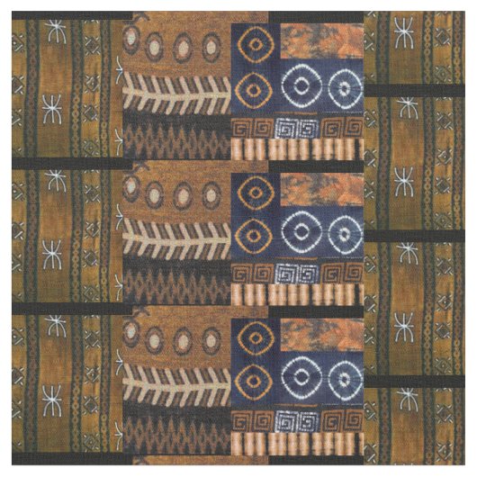 Afrocentrisch tribal collage patroon stof (Close Up)