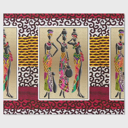 Afrocentrisch Tribal Viering Cadeaupapier (Vlak)
