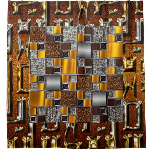 Afrocentrische Abstracte collage Douchegordijn (Voorkant)