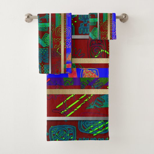 Afrocentrische Abstracte symbolen Bad Handdoek (Insitu)