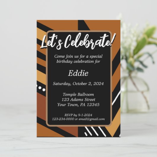 Afrocentrische Afrikaanse  Uitnodiging (Staand voorkant)