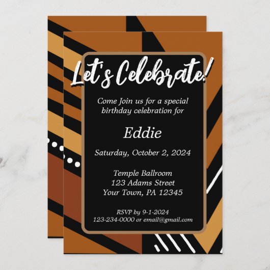 Afrocentrische Afrikaanse  Uitnodiging (Voorkant / Achterkant)