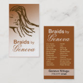 Afrocentrische braids Haarlijst - metaalgoud Visitekaartje (Voorkant / Achterkant)