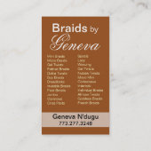 Afrocentrische braids Haarlijst - metaalgoud Visitekaartje (Achterkant)