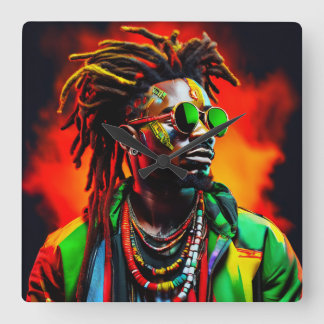 Afrocentrische Bro-Afrikaanse Mannen Melanin Bruh Vierkante Klok