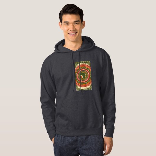 Afrocentrische donkergrijze Mannen Hoodie (Voorkant volledig)