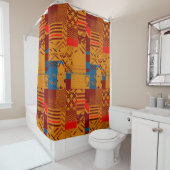Afrocentrische geometrische print douchegordijn (In situ)