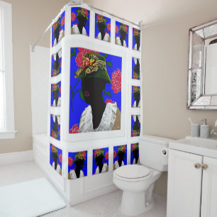 Afrocentrische Harlem Renaissance Silhouette Quilt Douchegordijn