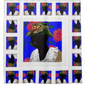 Afrocentrische Harlem Renaissance Silhouette Quilt Douchegordijn (Voorkant)