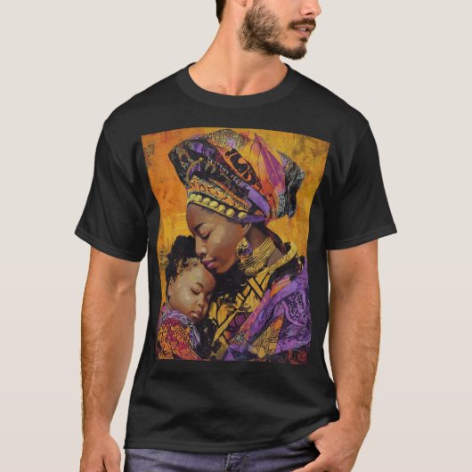Afrocentrische moeder en kind omarmen T-shirt (Voorkant)