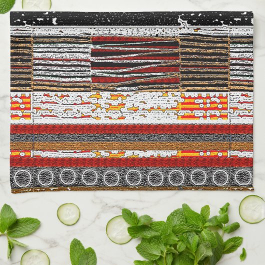 Afrocentrische rustieke patina theedoek (Gevouwen)