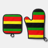 Afrocentrische strips ovenwant & pannenlap set (Voorkant)