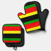 Afrocentrische strips ovenwant & pannenlap set (Voorkant / Achterkant)