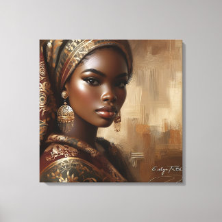 Afrocentrische vrouwenportret: Elegante huisinrich Canvas Afdruk