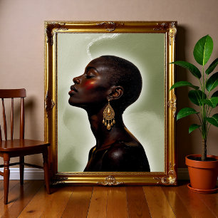 Afrocentrische vrouwenportret, minimalistische Afr Poster