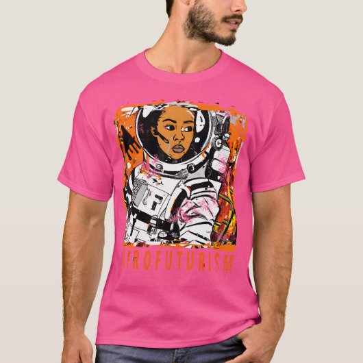 Afrofuturisme AI Generated Art Astronaut Cyberpunk T-shirt (Voorkant)