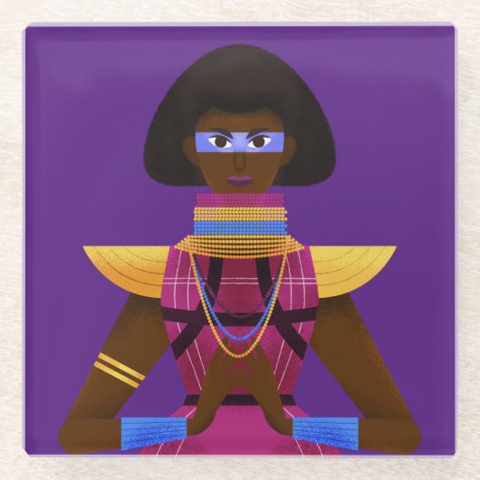 Afrofuturisme Glazen Onderzetter (Voorkant)