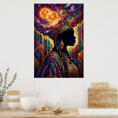Afrofuturisme Koningin Kosmische Nevel Muurkunst P Poster (Keuken)