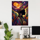 Afrofuturisme Koningin Kosmische Nevel Muurkunst P Poster (Thuiskantoor)