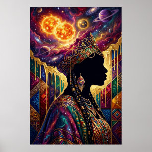 Afrofuturisme Koningin Kosmische Nevel Muurkunst P Poster
