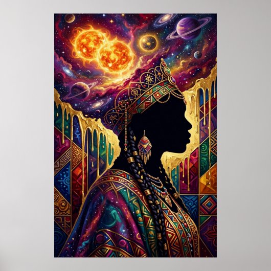 Afrofuturisme Koningin Kosmische Nevel Muurkunst P Poster (Voorkant)
