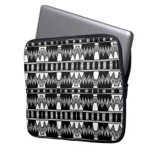 Afrofuturistisch patroon grijs laptop sleeve