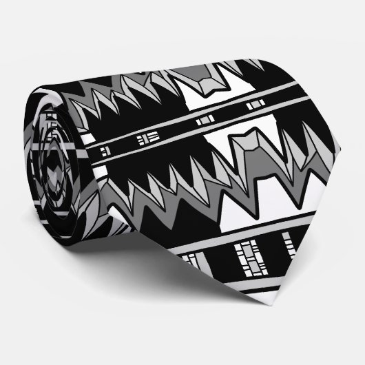 Afrofuturistisch patroon grijs stropdas (Opgerold)