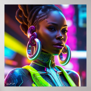 Afrofuturistische Afrikaanse vrouw Modern Art Post Poster