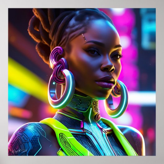 Afrofuturistische Afrikaanse vrouw Modern Art Post Poster (Voorkant)