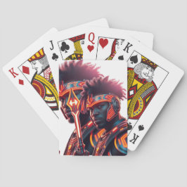 Afrofuturistische Neon Warrior Poker Kaart