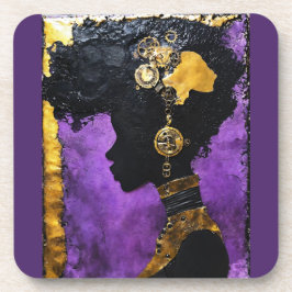 Afrofuturistische Steampunk vrouw in het Paarse Bier Onderzetter