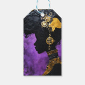 Afrofuturistische Steampunk vrouw in het Paarse Cadeaulabel (Voorkant)