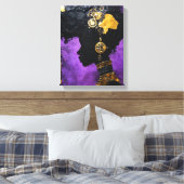 Afrofuturistische Steampunk Vrouw Paarse Gears Canvas Afdruk (Insitu (Slaapkamer))