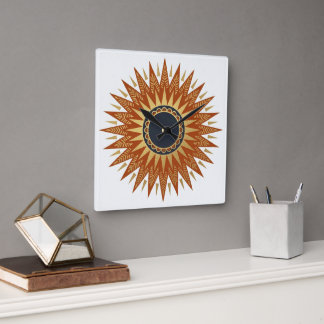 Afrohemiaanse geometrische zonnevloed wandklok