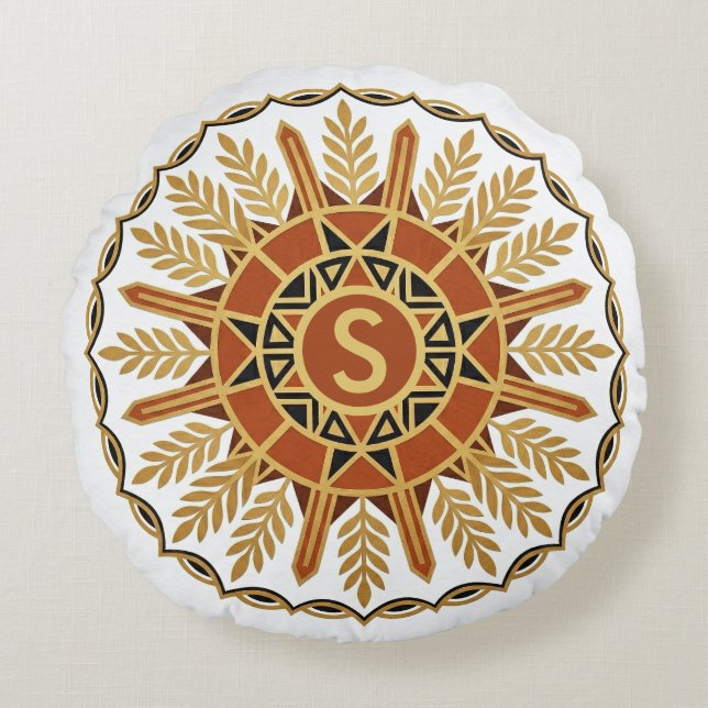 Afrohemiaanse Sierlijk Schild Ronde Kussen (Voorkant)