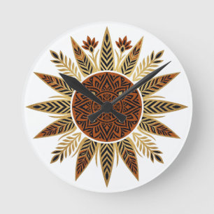 Afrohemiaanse Zonnebundel Mandala Wandklok