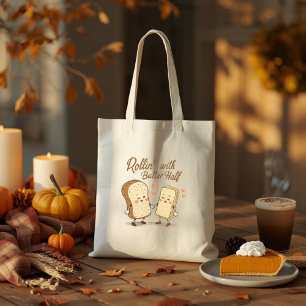 Afrollen met mijn boterhelft - Schattige Thanksgiv Tote Bag