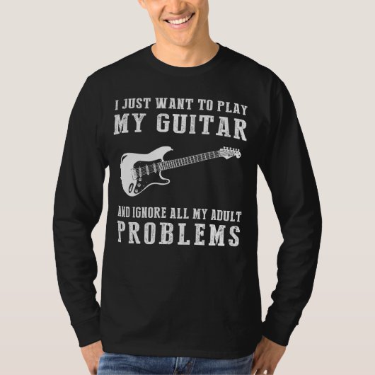 Afromen Stress: Guitar Escape Volwassen Pijn T-shirt (Voorkant)
