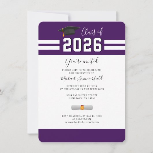 Afronding 2026 Paars Wit Afstudeerfeest Kaart (Voorkant)