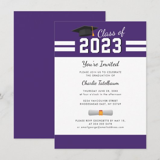 Afronding 2026 Paars Wit Geslaagd Feest Kaart (Voorkant / Achterkant)