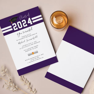 Afronding 2026 Paars Wit Minimalistisch Diploma-ui Kaart