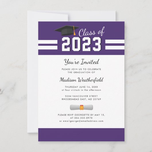 Afronding 2026 Paarse Afstudeerfeest Kaart (Voorkant)